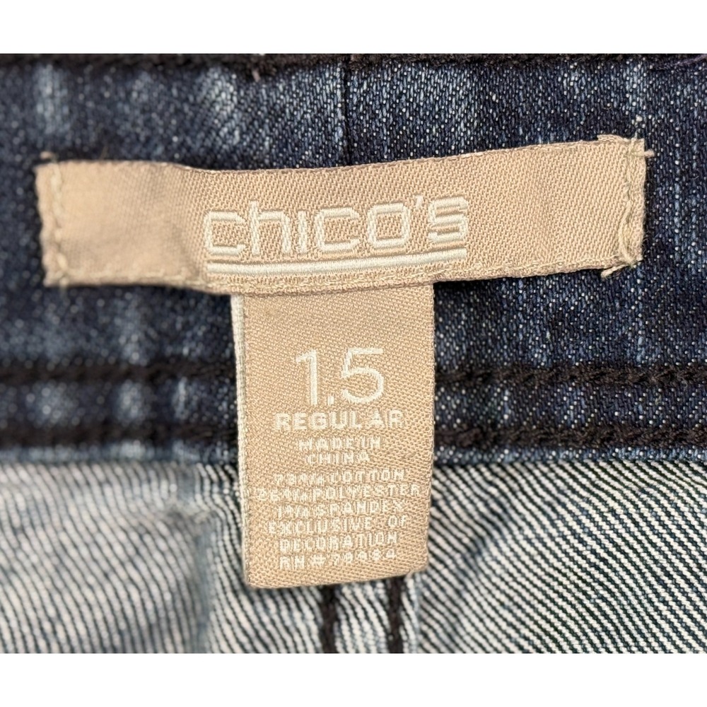 Chico's Jeans Womens Size 1.5 Regular Straight Leg Dark Wash Stretch Denim - Picture 6 of 16